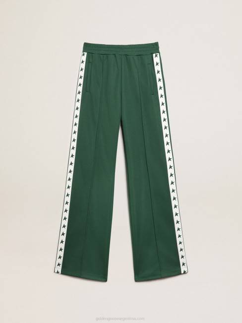Golden Goose mujer Pantalón jogging verde brillante colección dorotea star con tira y estrellas en contraste 68461063