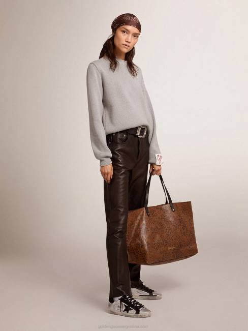 Golden Goose mujer Pantalones capri acampanados de la colección en suave piel de napa negra 68461038