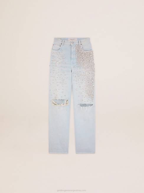 Golden Goose mujer colección jeans kim blanqueados con cristales cabujón 6846927