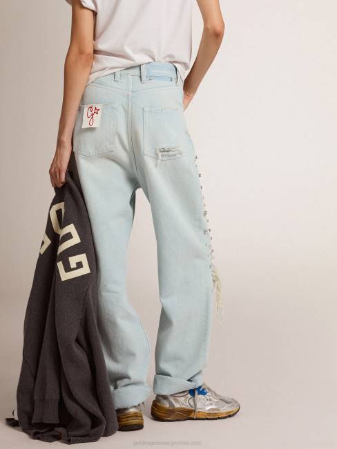 Golden Goose mujer colección jeans kim blanqueados con cristales cabujón 6846927