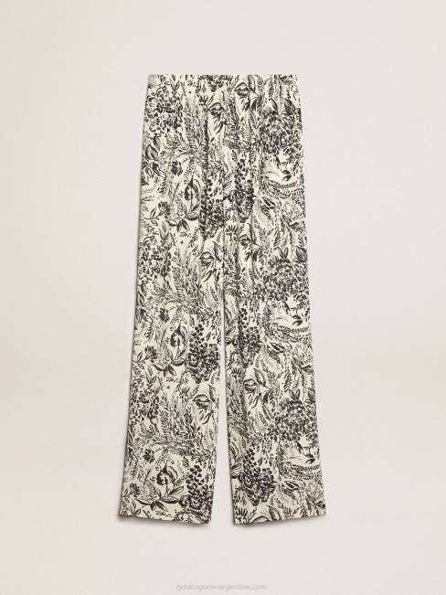 Golden Goose mujer jogger blanco con estampado toile de jouy negro 68461053