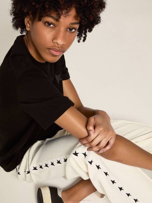 Golden Goose mujer joggers blancos con estrellas a los lados 68461060