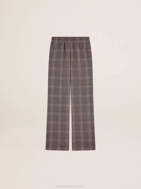 Golden Goose mujer joggers cuadros principe de gales gris y blanco 68461032