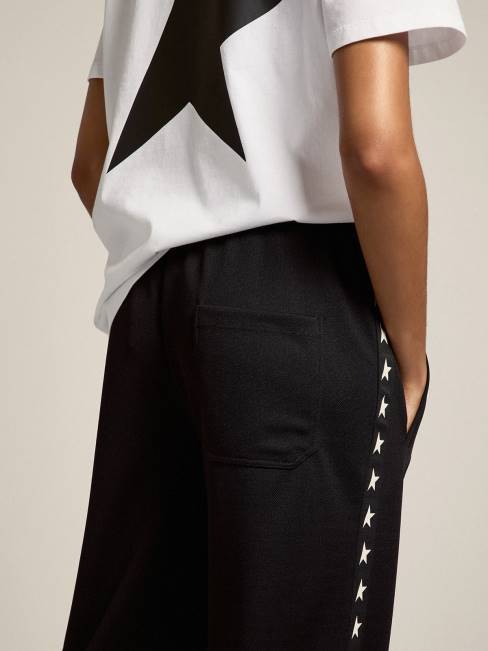 Golden Goose mujer joggers negros con estrellas blancas en los costados 68461057