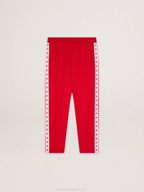 Golden Goose mujer joggers rojos con estrellas rojas en los costados 6846960