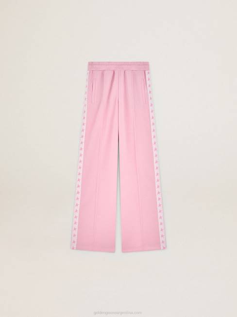 Golden Goose mujer joggers rosas con estrellas rosas a los lados 6846924