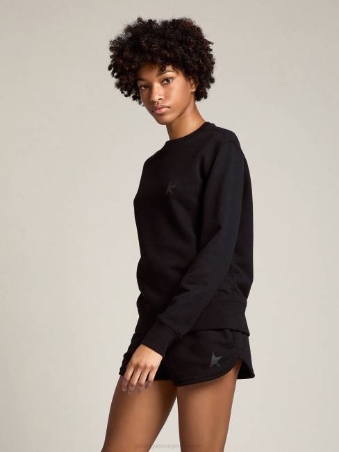 Golden Goose mujer pantalón corto negro con estrella tono sobre tono delante 6846951