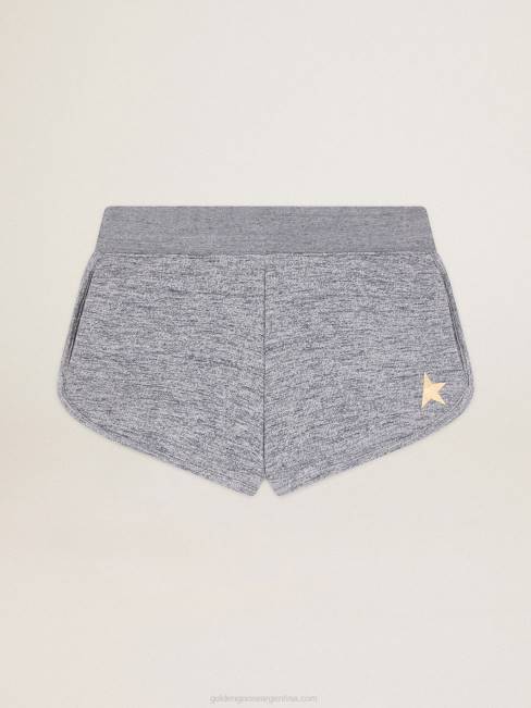 Golden Goose mujer shorts gris melange con estrella dorada 68461004