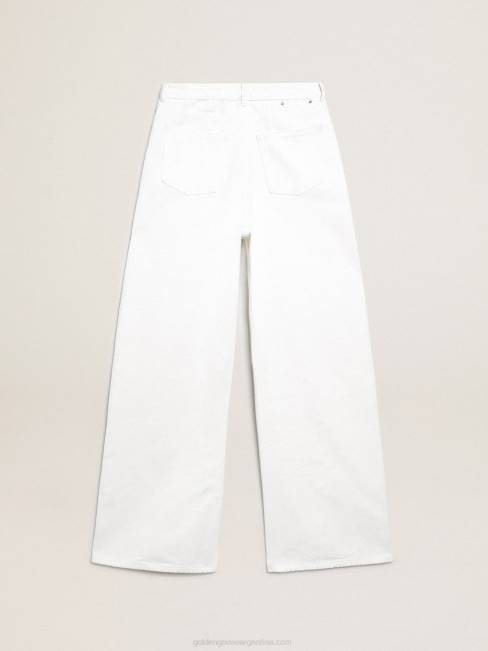 Golden Goose mujer vaqueros anchos de denim de toro blanco 68461042