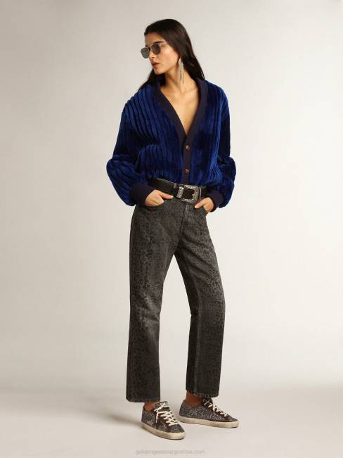 Golden Goose mujer vaqueros grises con estampado de leopardo 6846920