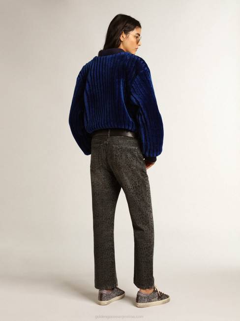 Golden Goose mujer vaqueros grises con estampado de leopardo 6846920