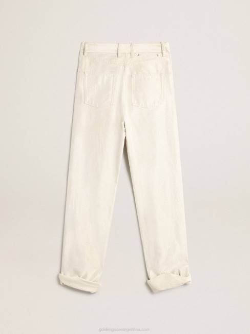 mujer pantalones de mezclilla blanco dorado 6846974