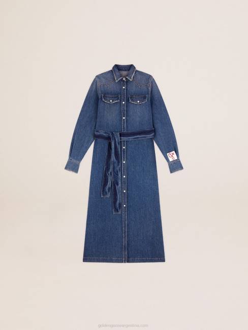 Golden Goose mujer vestido camisero de mezclilla 68461027
