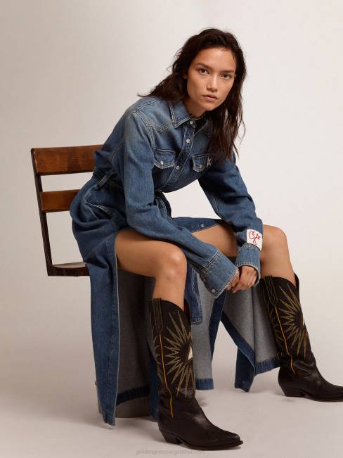 Golden Goose mujer vestido camisero de mezclilla 68461027