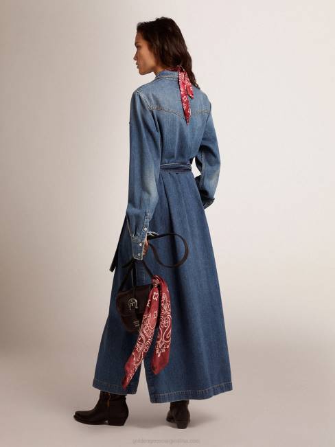 Golden Goose mujer vestido camisero de mezclilla 68461027