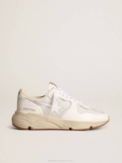 Golden Goose mujer Deportivas suela running de malla blanco óptico y napa con estrella de piel blanca 684635