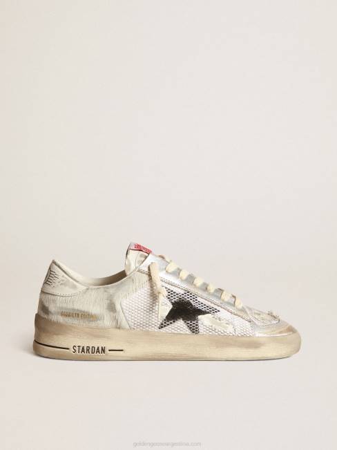 Golden Goose mujer Zapatillas deportivas stardan lab de piel de potro blanca y piel con estrella de ante negro 6846252