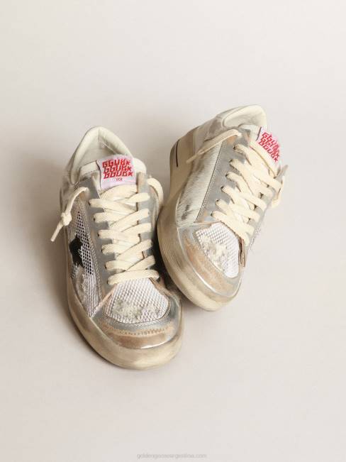 Golden Goose mujer Zapatillas deportivas stardan lab de piel de potro blanca y piel con estrella de ante negro 6846252