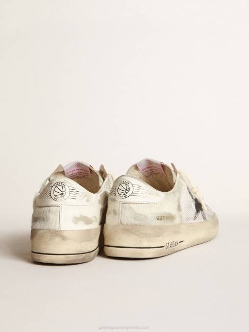 Golden Goose mujer Zapatillas deportivas stardan lab de piel de potro blanca y piel con estrella de ante negro 6846252