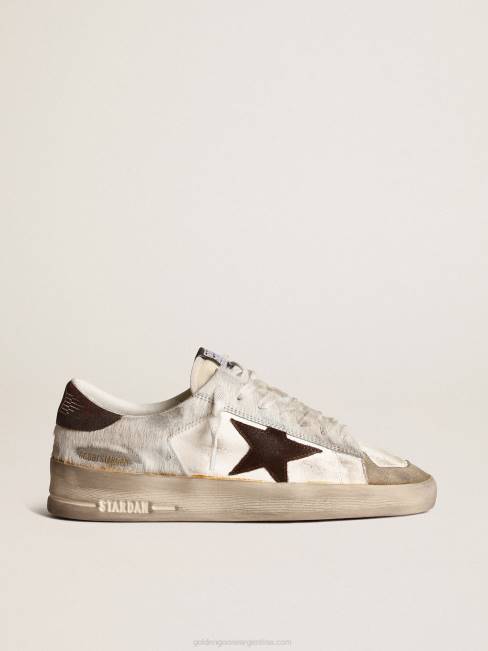 Golden Goose mujer stardan de napa y piel de potro con estrella de ante marrón 6846159