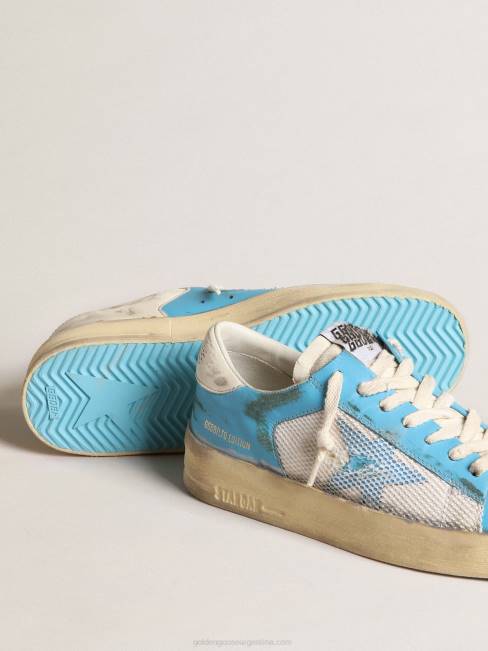 Golden Goose mujer stardan lab de napa azul claro y malla blanca 6846151