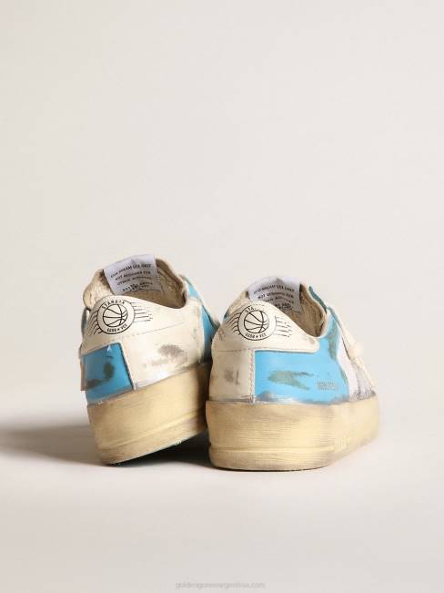 Golden Goose mujer stardan lab de napa azul claro y malla blanca 6846151