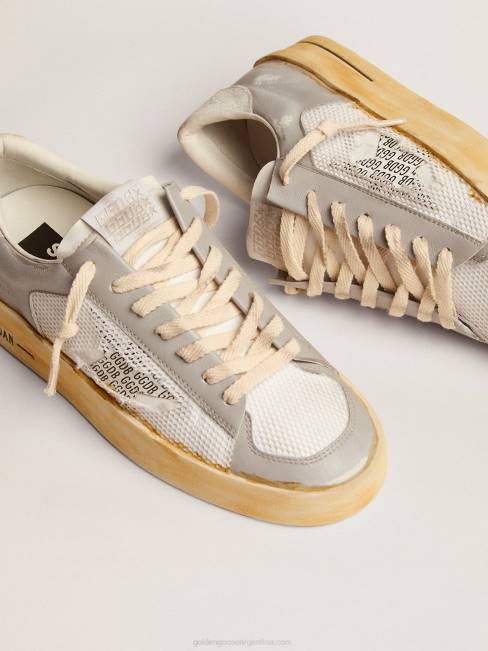 Golden Goose mujer zapatillas stardan con estrella de piel blanca con estampado ggdb y refuerzo del talón de piel craquelada blanca 6846128