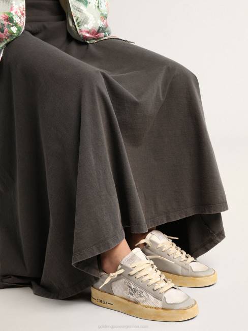 Golden Goose mujer zapatillas stardan con estrella de piel blanca con estampado ggdb y refuerzo del talón de piel craquelada blanca 6846128