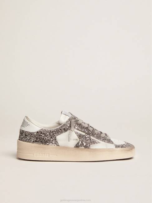 Golden Goose mujer zapatillas stardan con purpurina plateada 6846105