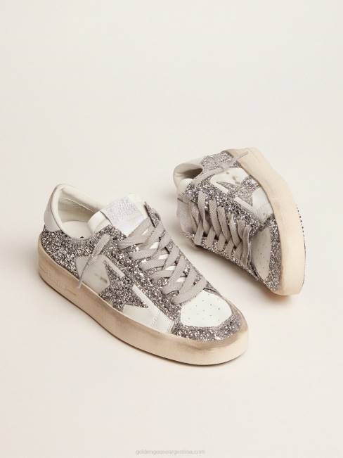Golden Goose mujer zapatillas stardan con purpurina plateada 6846105
