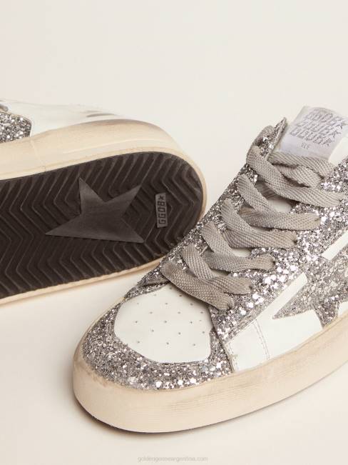 Golden Goose mujer zapatillas stardan con purpurina plateada 6846105
