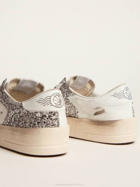 Golden Goose mujer zapatillas stardan con purpurina plateada 6846105