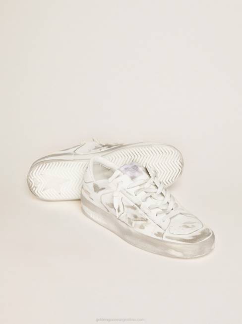 Golden Goose mujer zapatillas stardan de piel blanca con tratamiento desgastado 6846254