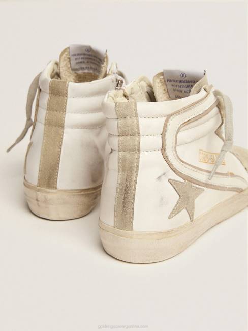 Golden Goose mujer zapatillas deportivas slide con estrella de ante gris hielo y flash de piel blanca 684651