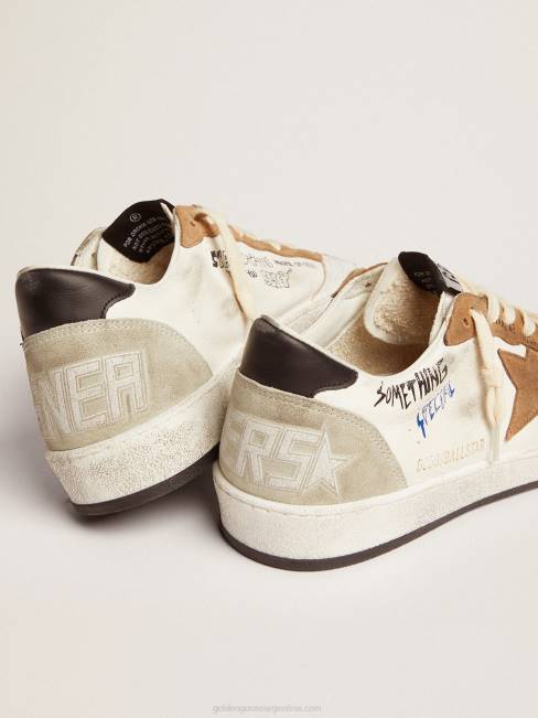 Golden Goose mujer Deportivas ball star con estrella de ante color tabaco y refuerzo del talón de piel negra 684679