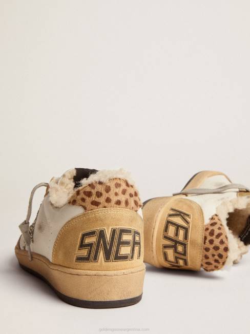 Golden Goose mujer Zapatillas deportivas ball star de napa con estrella de purpurina e interior de borrego 6846133