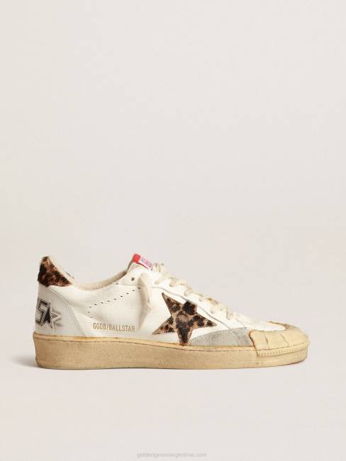 Golden Goose mujer ball star de napa con estrella de potro con estampado de leopardo y refuerzo en el talón 6846152