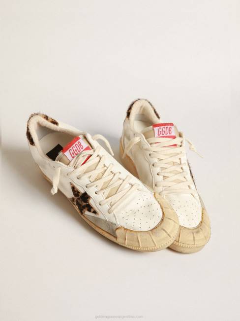Golden Goose mujer ball star de napa con estrella de potro con estampado de leopardo y refuerzo en el talón 6846152