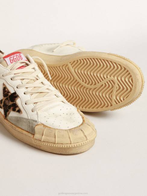 Golden Goose mujer ball star de napa con estrella de potro con estampado de leopardo y refuerzo en el talón 6846152