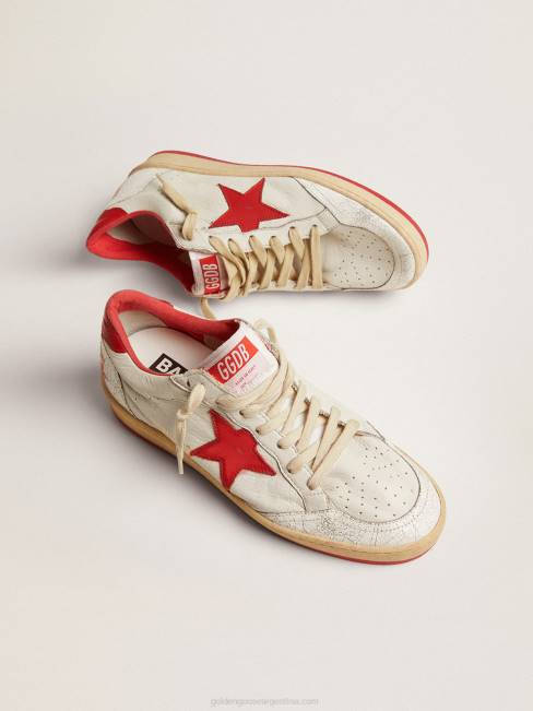 Golden Goose mujer zapatillas deportivas ball star blancas de piel con estrella roja y refuerzo en el talón 684668