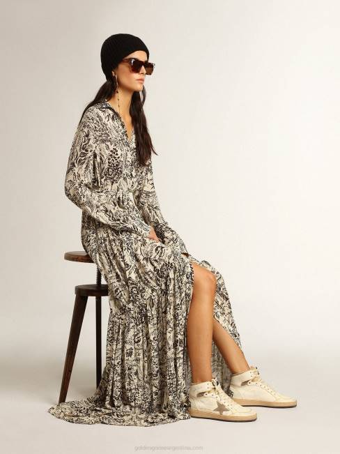 Golden Goose mujer sky-star de napa blanca con estrella de ante gris tórtola 6846179