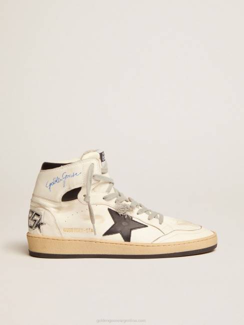 Golden Goose mujer zapatillas sky-star con firma en el tobillo e inserciones de piel negra 684671