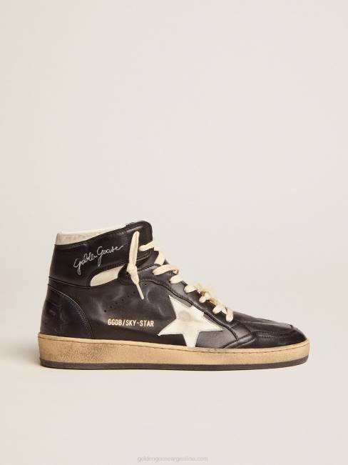 Golden Goose mujer zapatillas sky-star de napa negra con estrella de napa blanca 684687