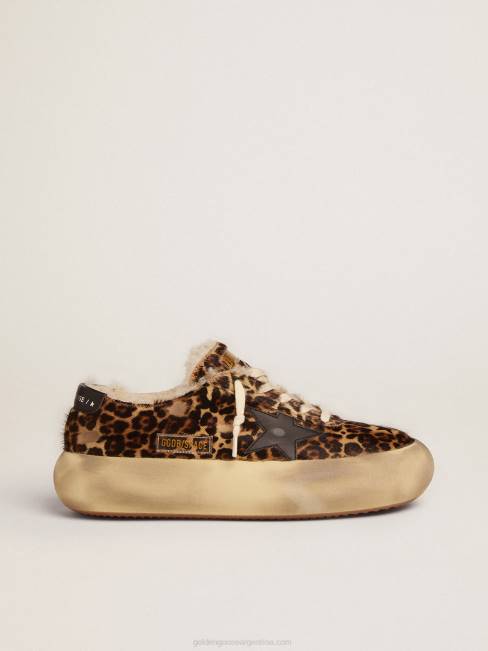 Golden Goose mujer zapatos space-star de piel de potro animal print con forro de borrego 6846154