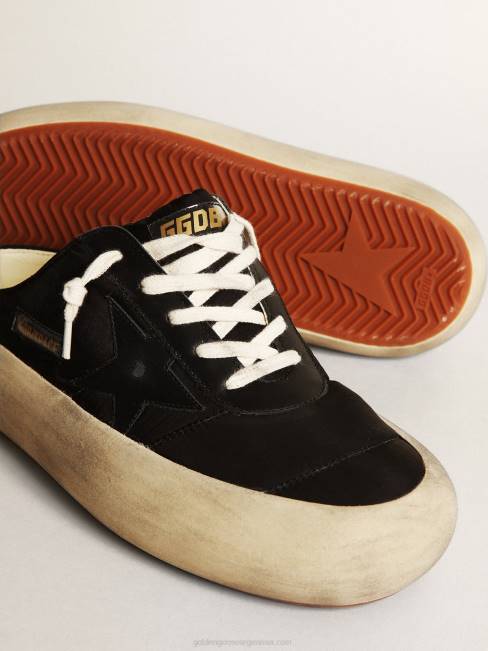 Golden Goose mujer zuecos space-star de nailon negro con estrella de piel negra 6846173