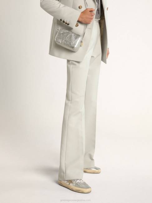 Golden Goose mujer Zapatillas mid star de piel plateada metalizada con estrella y flash de ante gris tórtola 684685