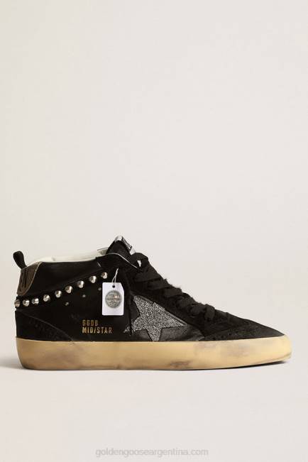 Golden Goose mujer mid star de napa y ante negro con estrella de cristal de swarovski 6846161