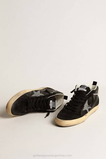 Golden Goose mujer mid star de napa y ante negro con estrella de cristal de swarovski 6846161