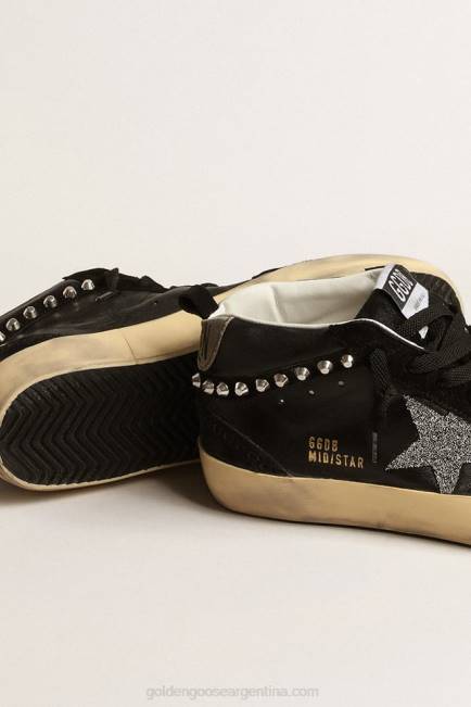 Golden Goose mujer mid star de napa y ante negro con estrella de cristal de swarovski 6846161