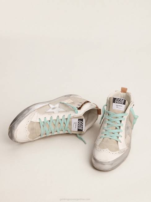 Golden Goose mujer zapatillas deportivas de media estrella con refuerzo del talón de piel metalizada plateada y flash de piel de potro con estampado de leopardo 684656